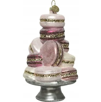 Vánoce Vánoční Koule skleněná makronky na podnosu