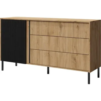 Komoda Nábytek PEGAS s.r.o. Komoda Michel R3 1d3s, dub/černé lamely