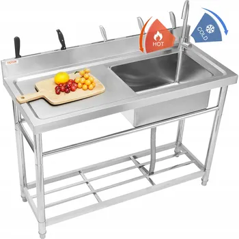 Nerezový dřez Jednokomorový dřez Vevor, ocel, šedý