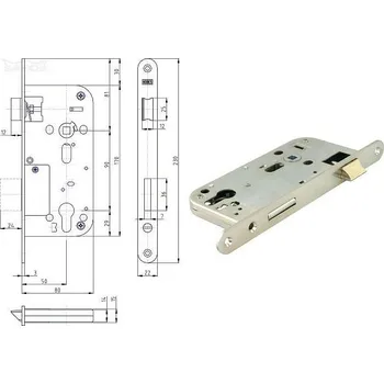 zadlabací zámek Zámek vložkový bezpečnostní K113 BZn P-L 90/80