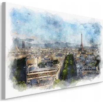 Obraz Obraz na plátně panorama Paříže akvarel 100x70