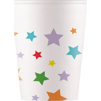 Party nádobí KELÍMKY BAREVNÉ HVĚZDIČKY 200 ML 8 KS