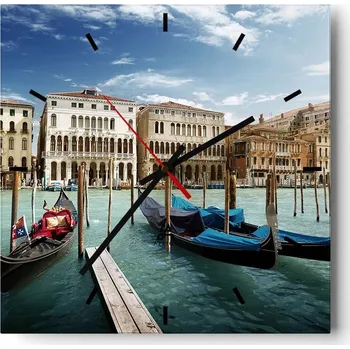 Hodiny Velké nástěnné hodiny na zeď 40x40 Město Skleněné hodiny Čtvercové Tiché