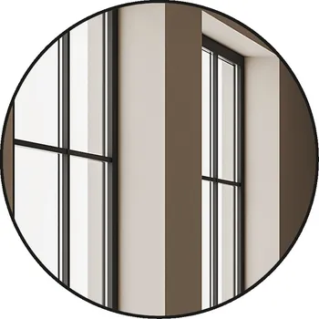 Zrcadlo Zrcadlo Kulaté 70 cm v Černém Hliníkovém Rámu zrcadlo nástěnné