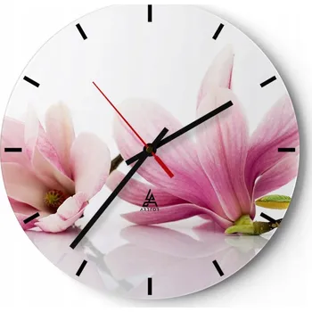 Hodiny Nástěnné hodiny do kuchyně 30x30 Květina Skleněné hodiny do obýváku Loft Tiché