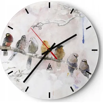 Hodiny Nástěnné hodiny do kuchyně 30x30 Ptáci Skleněné hodiny do obýváku Loft Tiché