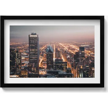 Obraz Nástěnný obraz v černém rámu dekorace interiéru Večerní město 60x40 cm