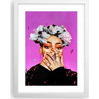 Obraz Obraz plakát v bílém rámu do obýváku 30x40 žena foto plakáty na zeď