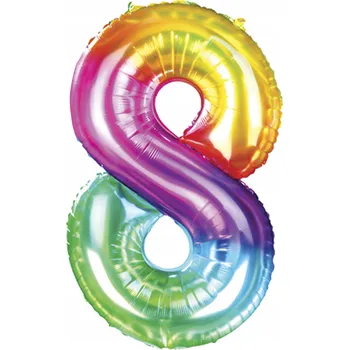 Balónek Fóliový balónek PartyPal číslice 8 duhový 100 cm