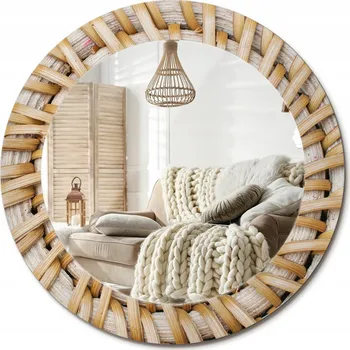 Zrcadlo Kulaté moderní zrcadlo na stěnu s potiskem na skle průměr 60 cm Pletenka