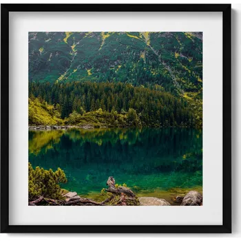 Obraz Dekorativní obraz v černém rámu do obýváku Morskie Oko v Tatrách 50x50 cm