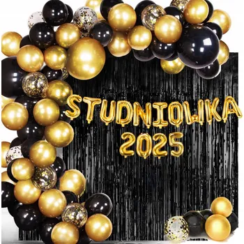 Balónek DEKORACE NA STĚNU PRO PLES, GIRLANDA, balónky, NÁPIS STUDNIÓWKA 2024 ZLATÁ