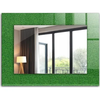 Zrcadlo Koupelnové nástěnné zrcadlo s ozdobným skleněným rámem XXL 80x60 cm Zelená tráva