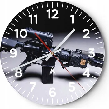 Hodiny Velké nástěnné hodiny 40x40 Militaria Skleněné hodiny Kulatý Tiché