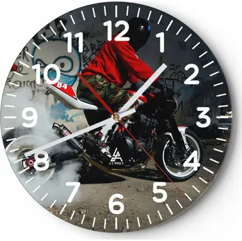 Hodiny Kuchyňské nástěnné hodiny 30x30 Motorismus Moderní skleněné hodiny Tiché