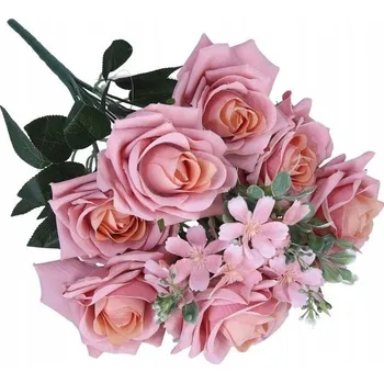 umělá květina Kytice růžová růže s doplňky 44 cm umělá