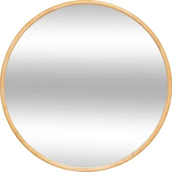 Zrcadlo KULATÉ NÁSTĚNNÉ ZRCADLO VELKÉ ZRCADLO S DŘEVĚNÝM RÁMEM Ø 75 cm