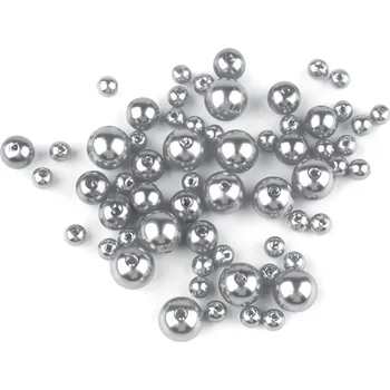 Dětské navlékací korálky Plastové voskové korálky / perly Glance mix velikostí Varianta: F30/39/58 šedá, Balení: 1 sáček