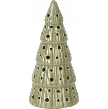 Obraz Porcelánový vánoční stromek s LED osvětlením, puntíky, 14 cm