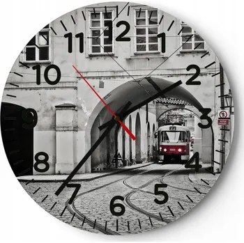 Hodiny Kuchyňské nástěnné hodiny 30x30 Město Moderní skleněné hodiny do obýváku Tiché