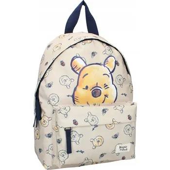Dětský batoh Jednokomorový Batoh Vadobag pro předškoláky medvídek Pú a jeho přátelé pro chlapce i dívky v odstínech hnědé a béžové.