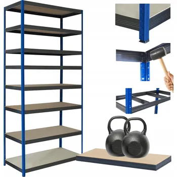 Dílenský regál Kovový regál skladový stojan HELIOS 270x100x30cm 8 polic x 275kg ZÁTĚŽ