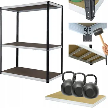 Dílenský regál Kovový regál do skladu, dílny HELIOS 90x90x45cm 3 police, nosnost 350kg