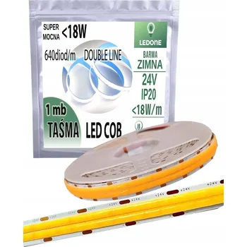 LED osvětlení LED COB pásek 24V super silný 18W/m 1800 lm/m NEON linka DOUBLE studená bílá 1M
