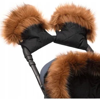 Rukávník Mufka Rukávník Zateplené Rukavice na Kočárek Kožíšek Barva Černá