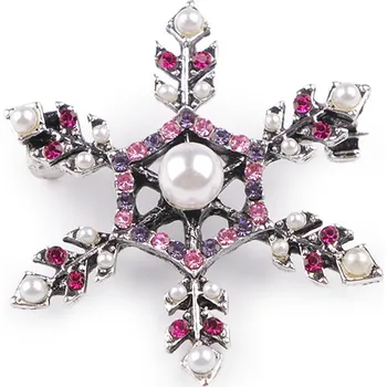 Brož Brož s broušenými kamínky vločka 1 růžová perla