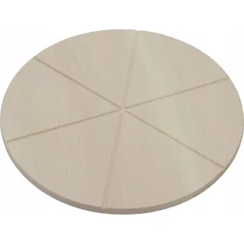 Kuchyňské prkénko KULATÁ dřevěná DESKA na PIZZU o průměru 35 cm s NAŘEZANÝMI díly