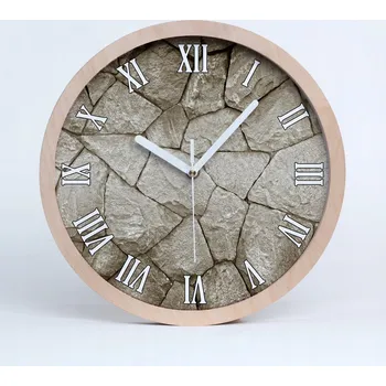 Hodiny Dřevěné nástěnné hodiny imitace kamene fi 25