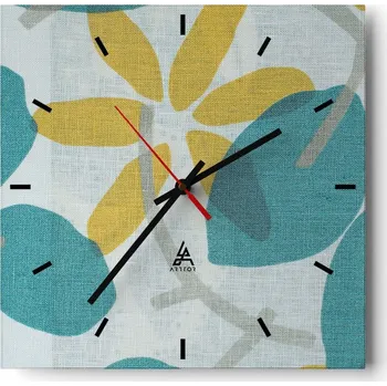 Hodiny Velké nástěnné hodiny 40x40 Boho Skleněné hodiny Čtvercové Tiché