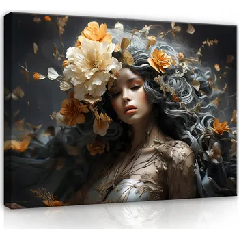 Obraz Obraz ABSTRAKCE ŽENA KVĚTINY Na Plátně na Zeď do Obýváku Ložnice 120x80