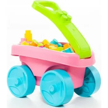 Hračka pro nejmenší Molto růžový vozík na kolečkách s kostkami