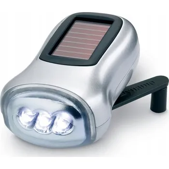 Svítilna Solární svítilna s 3 LED diodami, ruční dynamo na kličku, solární nabíjení, ideální na kempování
