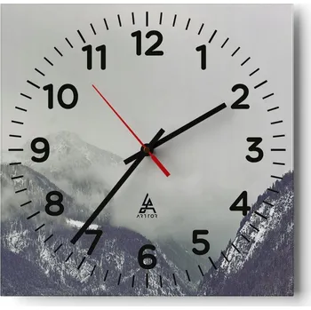 Hodiny Nástěnné hodiny do obýváku 40x40 Hory Tiché Skleněné hodiny Stylové