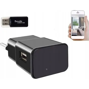Mini špionážní kamera ukrytá v napájecím adaptéru Full HD 1920 x 1080 WiFi