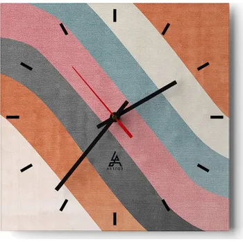 Hodiny Velké nástěnné hodiny 40x40 Linie Skleněné hodiny Čtvercové Tiché