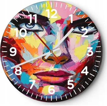 Hodiny Kuchyňské nástěnné hodiny 30x30 Žena Moderní skleněné hodiny do obýváku Tiché