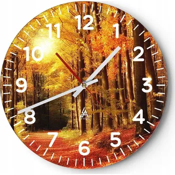 Hodiny Nástěnné hodiny do obýváku 40x40 Podzim Kulatý Skleněné hodiny Loft Tiché