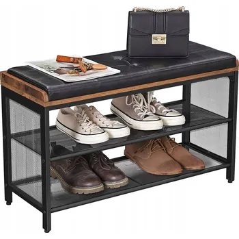 Botník Botník s sedátkem Songmics 80 x 48 x 30 cm černý