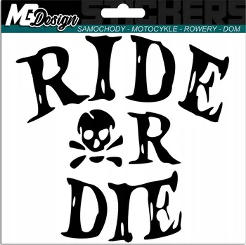 Samolepicí dekorace na vozidlo NÁLEPKA na auto RIDE OR DIE LEBKA 15x15 cm