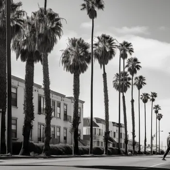 Plakát Plakát Procházka ve Stínu Palem bez rámu 100 x 100 cm