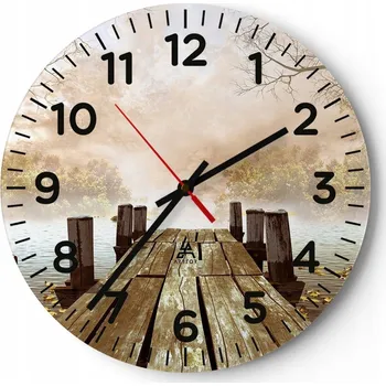 Hodiny Nástěnné hodiny do obýváku 40x40 Krajina Kulatý Skleněné hodiny Loft Tiché