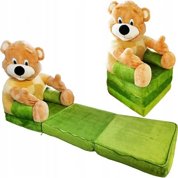 dětské křeslo Rozkládací zelená plyšová židlička pro děti