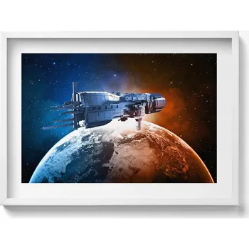 Obraz Moderní nástěnná dekorace obraz v bílém rámu Loď 70x50 cm