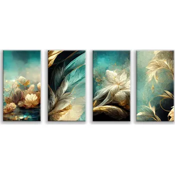 Obraz Moderní obrazy do ložnice obývacího pokoje abstrakce Listy Zlato Dekorace 160