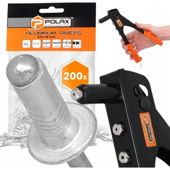 Nýtovací pistole RUČNÍ Nýtovačka 2,4-4,8 mm + 200x TRHACÍCH Nýtů 4,8x14 Hliníkové Pozink N 9T