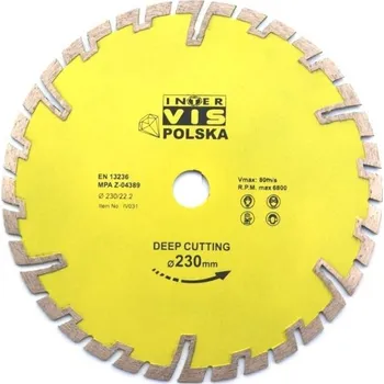 Řezný kotouč Diamantový kotouč Inter-Vis IVDBDCUT230222Y 230x22,2 mm
